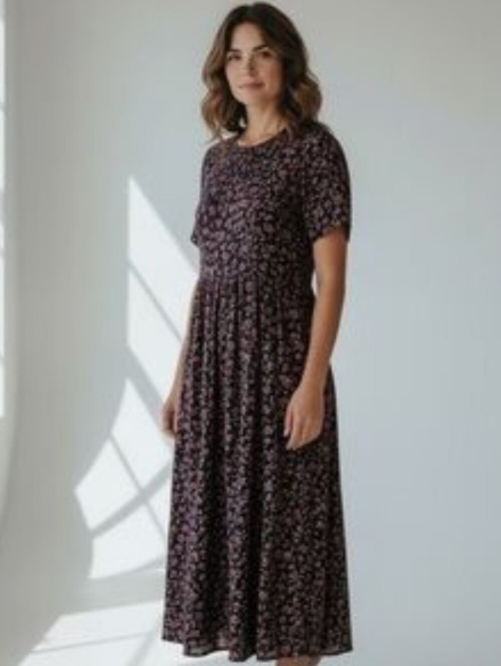 ** Betsy Lauren Black Floral Dress with Pink & Green Accents Size  16P